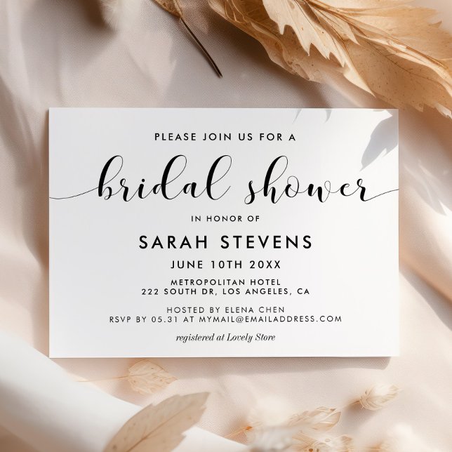 Elegante invitación a la ducha de novia en blanco  (Subido por el creador)