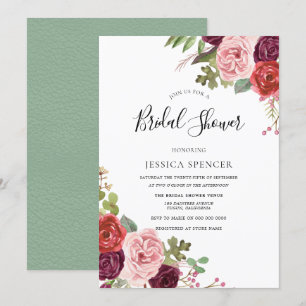 Elegante Invitación a la ducha de novia en Rubor d