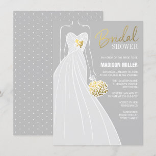 Elegante Invitación a la ducha de novia Gris y o