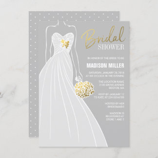 Elegante Invitación a la ducha de novia | Gris y o