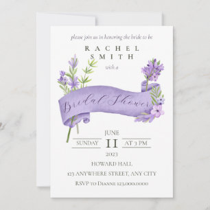 Elegante Invitación a la ducha de novia Lavendar