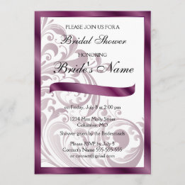 Elegante Invitación a la ducha de novia - Púrpura