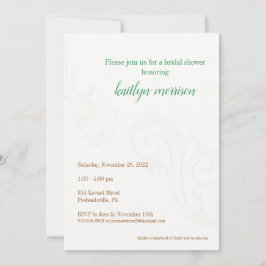 Elegante Invitación a la ducha de novia, verde