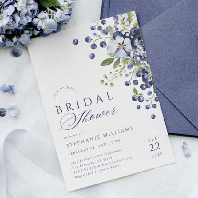 Elegante Invitación a la ducha de novias Blueberry (Subido por el creador)