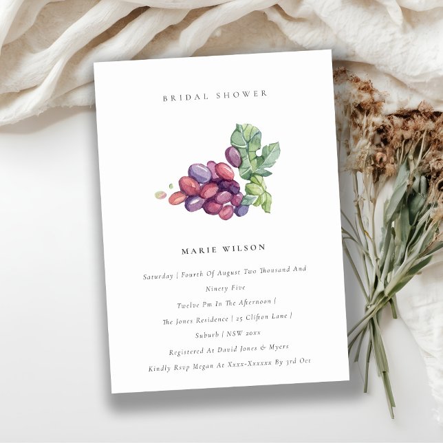 Elegante Invitación a la ducha de novias con uva d (Subido por el creador)