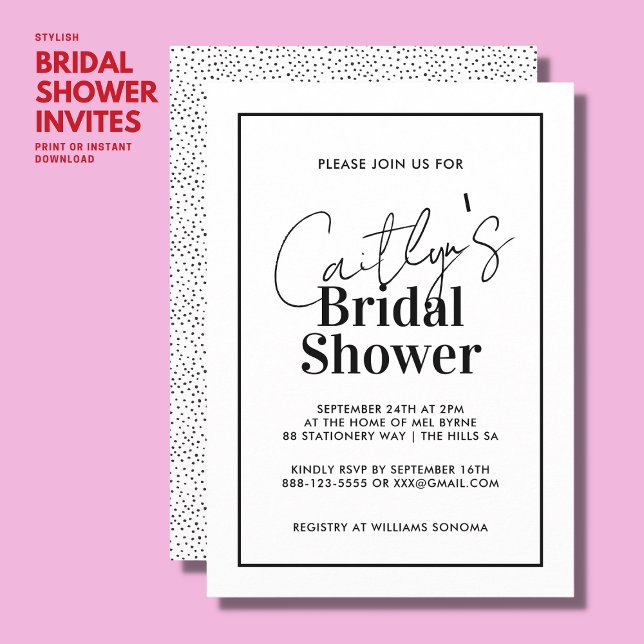 Elegante invitación a la ducha de novias en blanco (Subido por el creador)