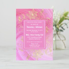 Elegante invitación a la ducha de novias rosa y fl