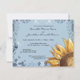 Elegante Invitación a la ducha Floral Blue Wedding