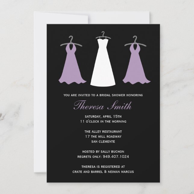 Elegante Invitación a la ducha nupcial (Anverso)
