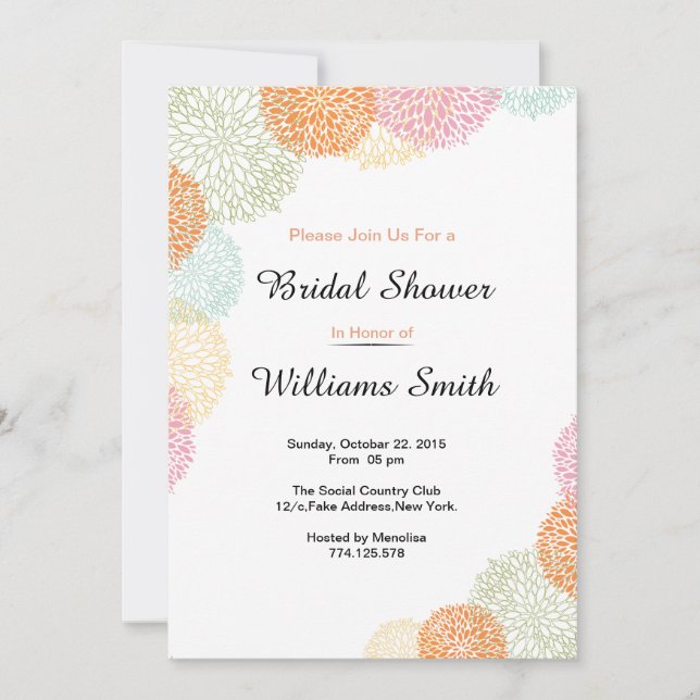 Elegante invitación a la ducha nupcial (Anverso)