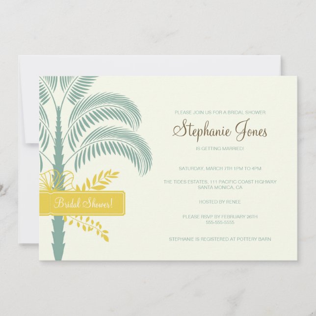 Elegante Invitación a la ducha nupcial de árbol de (Anverso)