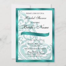 Elegante Invitación a la ducha nupcial - Verde azu