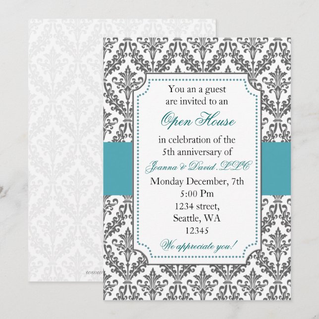 Elegante invitación a la fiesta Blue Corporate (Anverso / Reverso)