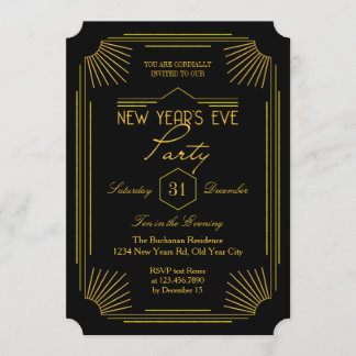 Elegante invitación a la fiesta de Año Nuevo Art D