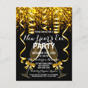 Elegante invitación a la fiesta de Año Nuevo Negro