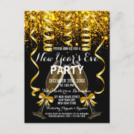 Elegante invitación a la fiesta de Año Nuevo Negro