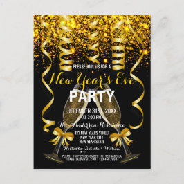 Elegante invitación a la fiesta de Año Nuevo Negro