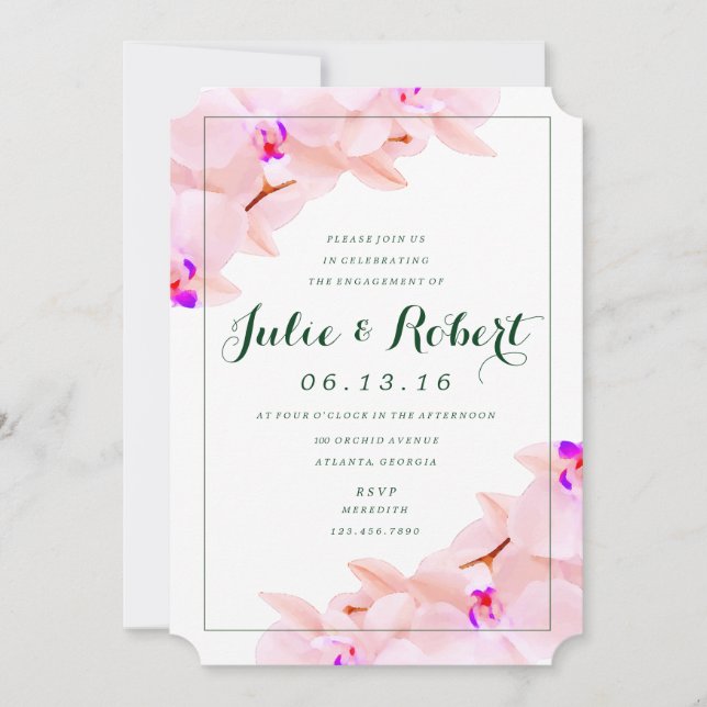 Elegante invitación a la fiesta de compromiso con  (Anverso)