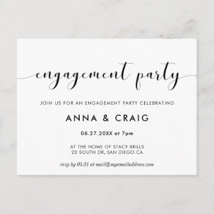 Elegante invitación a la fiesta de compromiso en b