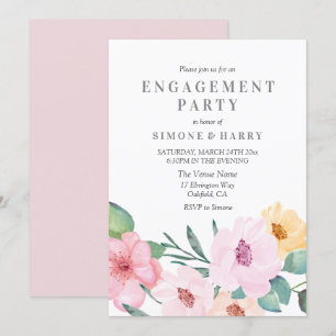 Elegante invitación a la fiesta de compromiso flor