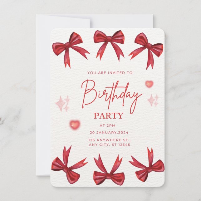 Elegante invitación a la fiesta de cumpleaños de B (Anverso)