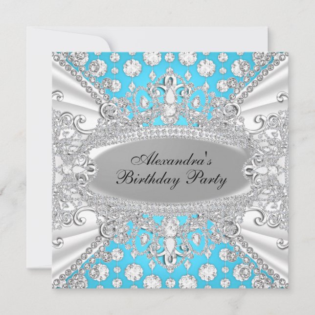 Elegante invitación a la fiesta de cumpleaños de l (Anverso)