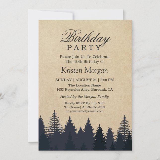 Elegante invitación a la fiesta de cumpleaños del  (Anverso)