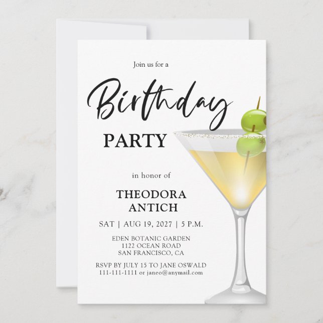 Elegante invitación a la fiesta de cumpleaños del  (Anverso)