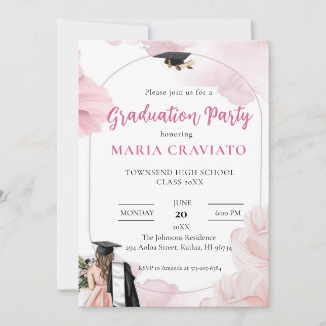 Elegante invitación a la fiesta de graduación (Anverso)