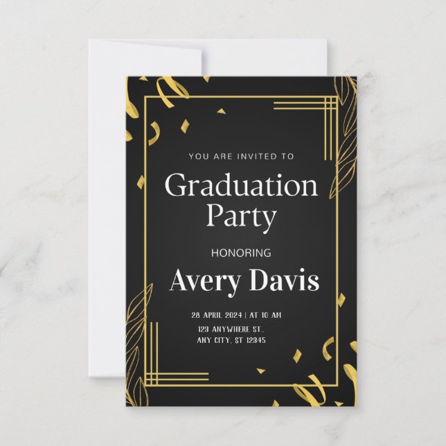 Elegante invitación a la fiesta de graduación (Anverso)