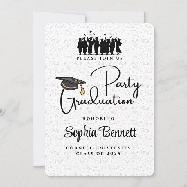 Elegante invitación a la fiesta de graduación (Anverso)