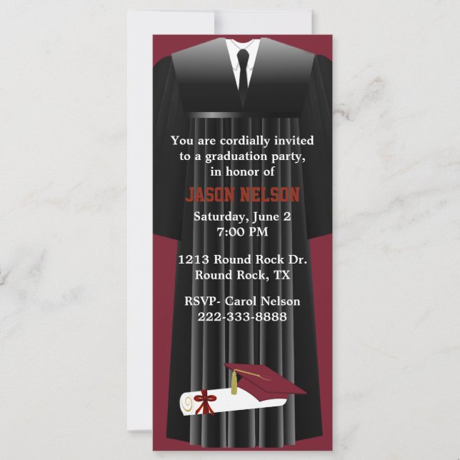 Elegante invitación a la fiesta de graduación de c (Anverso)