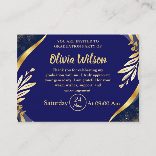Elegante invitación a la fiesta de graduación de l (Anverso)