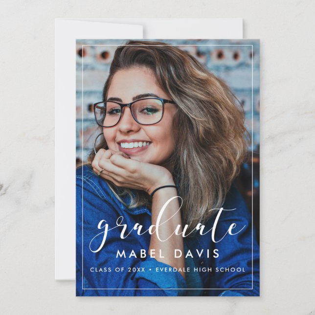 Elegante invitación a la fiesta de graduación de P (Anverso)