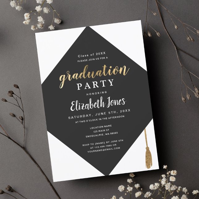 Elegante invitación a la fiesta de graduación míni (Subido por el creador)