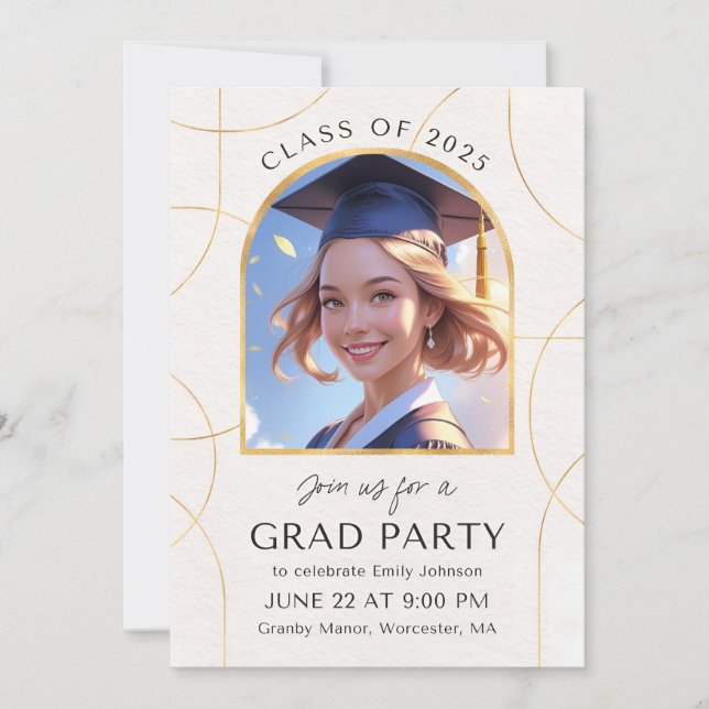 Elegante invitación a la fiesta de graduación - ta (Anverso)