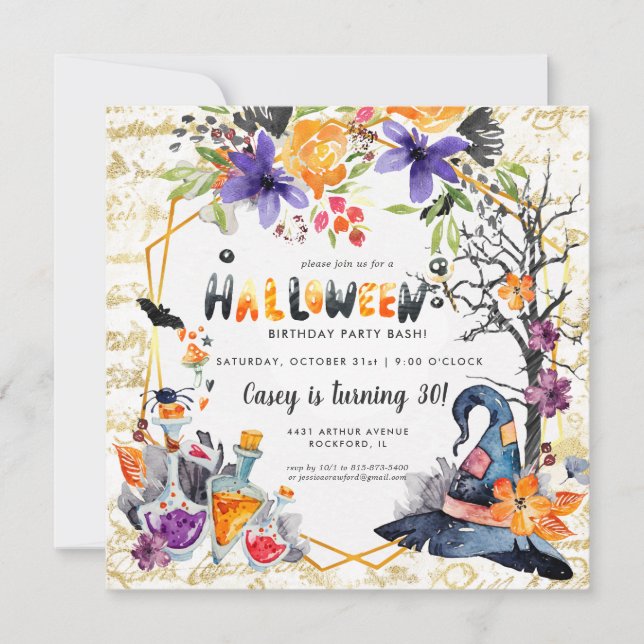 Elegante invitación a la fiesta de Halloween (Anverso)