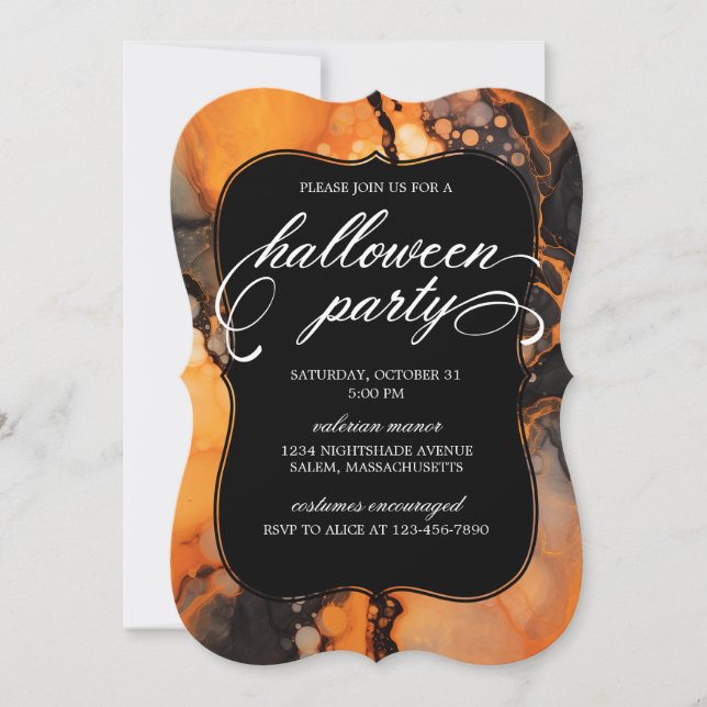 Elegante invitación a la fiesta de Halloween (Anverso)