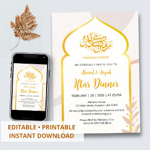 Elegante Invitación a la Fiesta de Iftar con Arco
