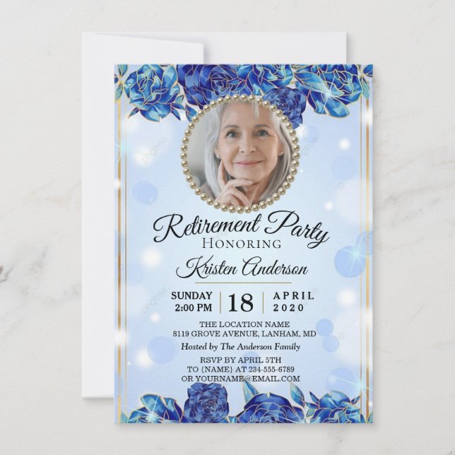 Elegante invitación a la Fiesta de Jubilación de O (Anverso)