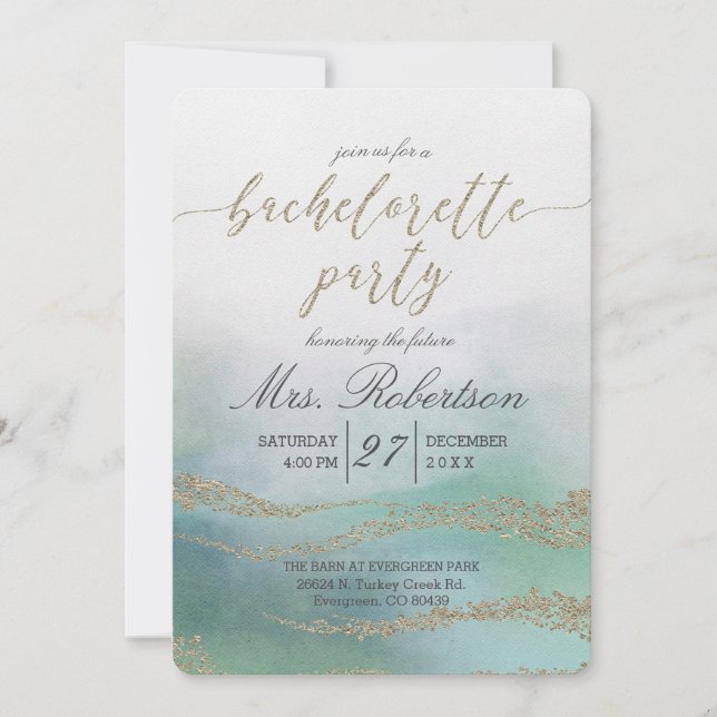 Elegante Invitación a la fiesta de la Bachelorette (Anverso)