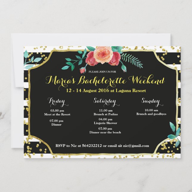 Elegante invitación a la Fiesta de la Bachillerato (Anverso)