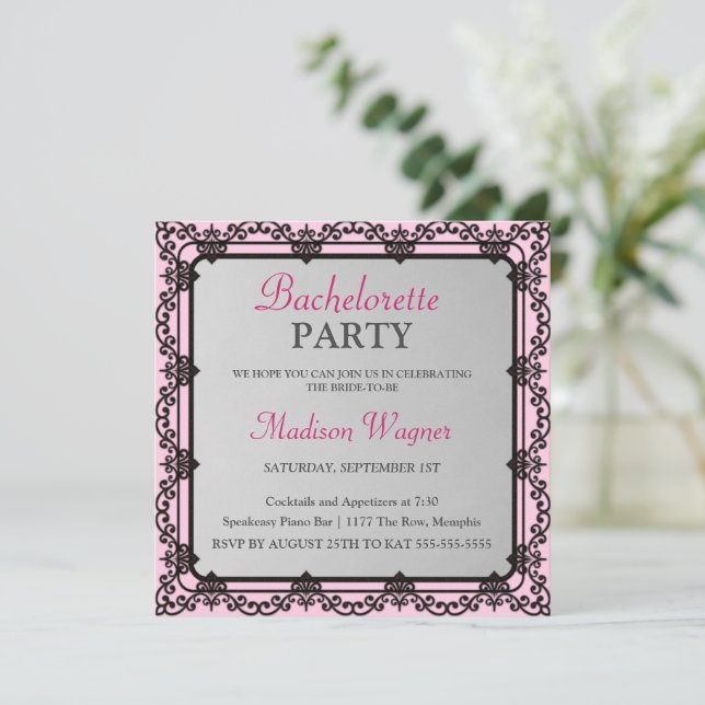 Elegante invitación a la fiesta de la bachillerato (Anverso de pie)