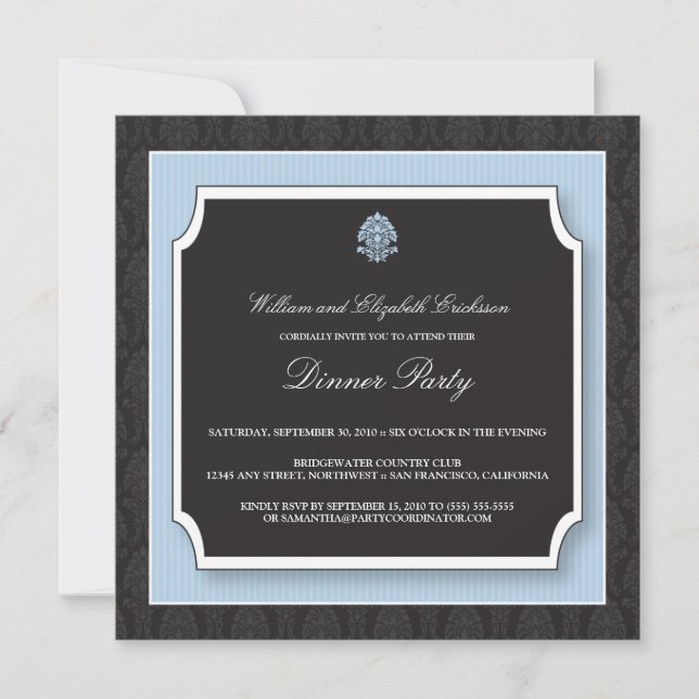 Elegante invitación a la fiesta de la cena de Dama (Anverso)