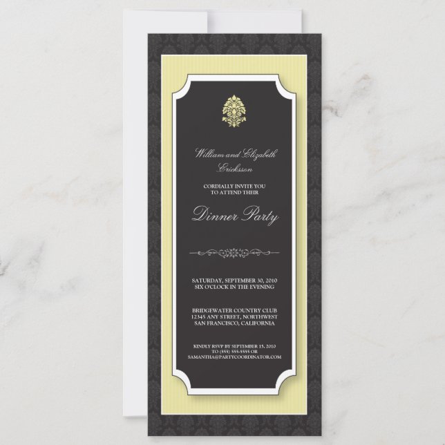 Elegante invitación a la fiesta de la cena de Dama (Anverso)