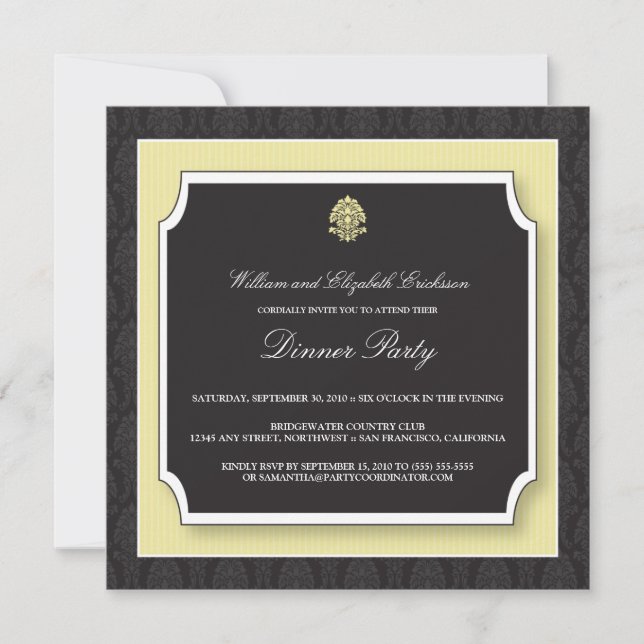 Elegante invitación a la fiesta de la cena de Dama (Anverso)
