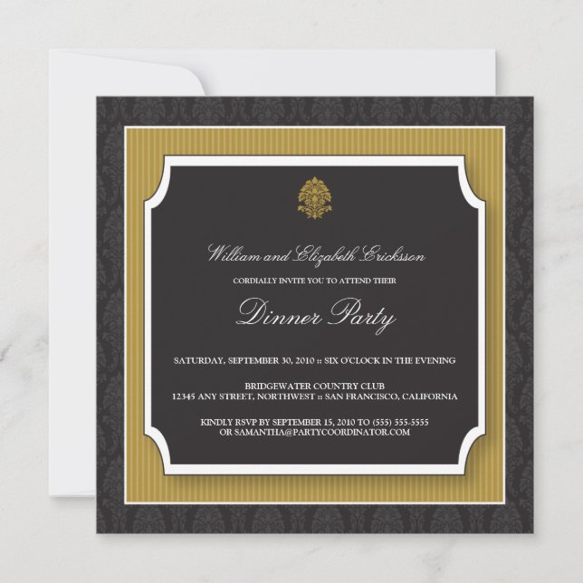 Elegante invitación a la fiesta de la cena de Dama (Anverso)