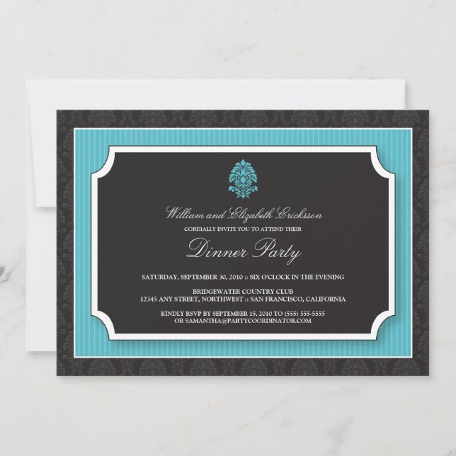 Elegante invitación a la fiesta de la cena de Dama (Anverso)
