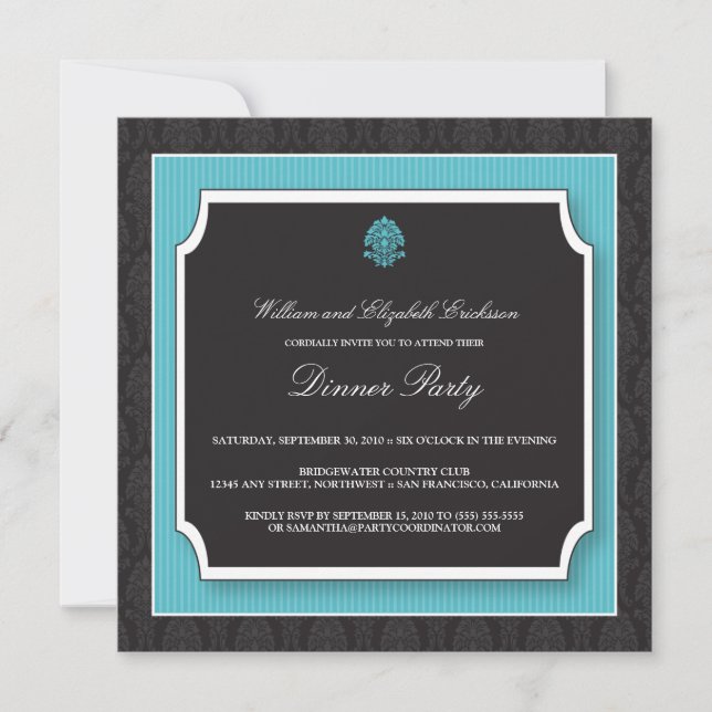 Elegante invitación a la fiesta de la cena de Dama (Anverso)