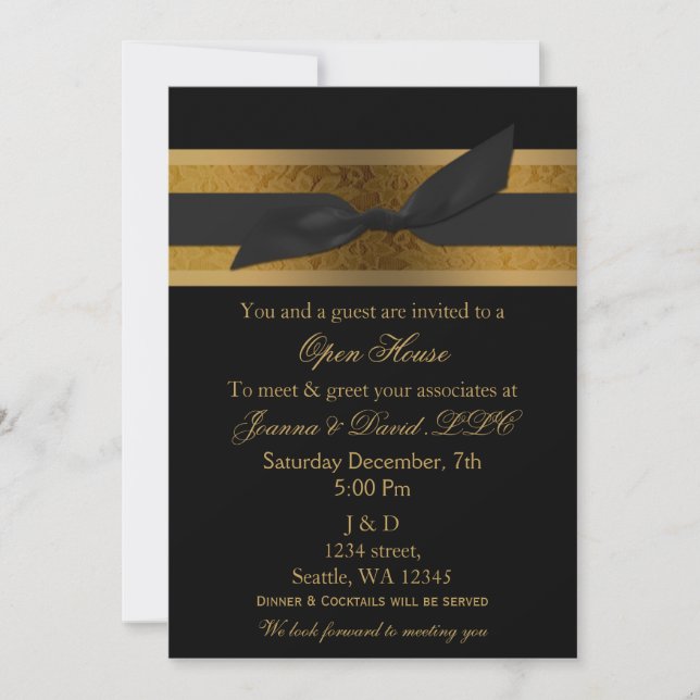 Elegante invitación a la fiesta de la empresa Gold (Anverso)